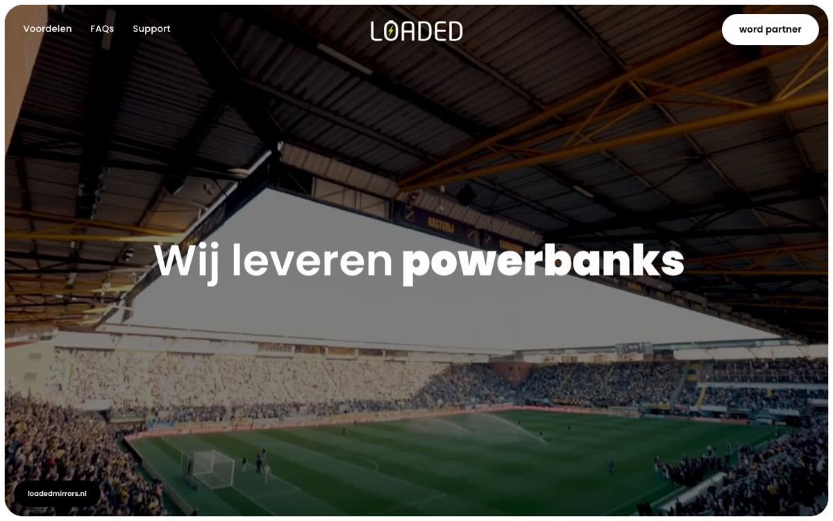 Voorbeeld van de homepage van loadedpowerbanks.nl